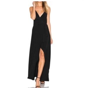 Misa Veronika Slinky Jersey Wrap Maxi Dress Sleeveless Black Size XS